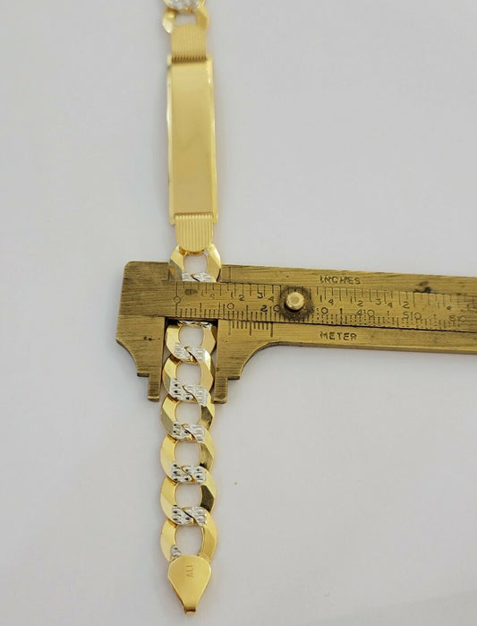 Solid 10k Gold Bracelet Id Cuban link 11mm 9" 10kt Yellow Gold Strong Link, REAL - Reva Jeweler