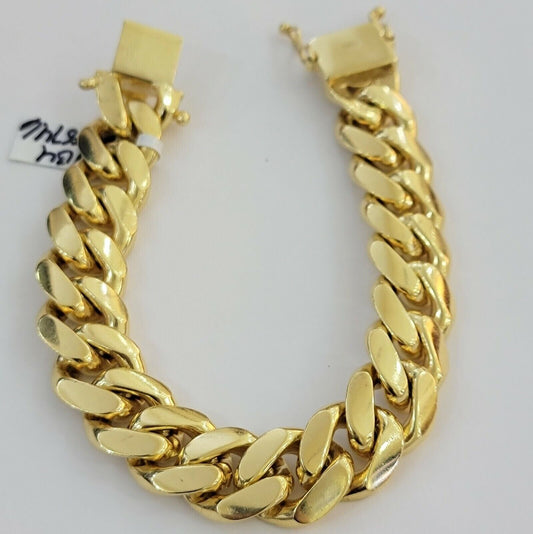 Solid 10k Gold Miami Cuban Link Bracelet Mens 8" 16mm Mens 10kt Real Gold Sale - Reva Jeweler