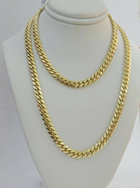 Solid 10k Gold Miami Cuban Solid Links Chain 24" 6mm Men Necklace 10kt Gold REAL - Reva Jeweler