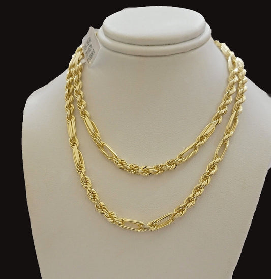 Solid 10k Gold Milano Rope Chain Necklace 28" 4.5mm Men's 10kt Yellow Gold, REAL - Reva Jeweler