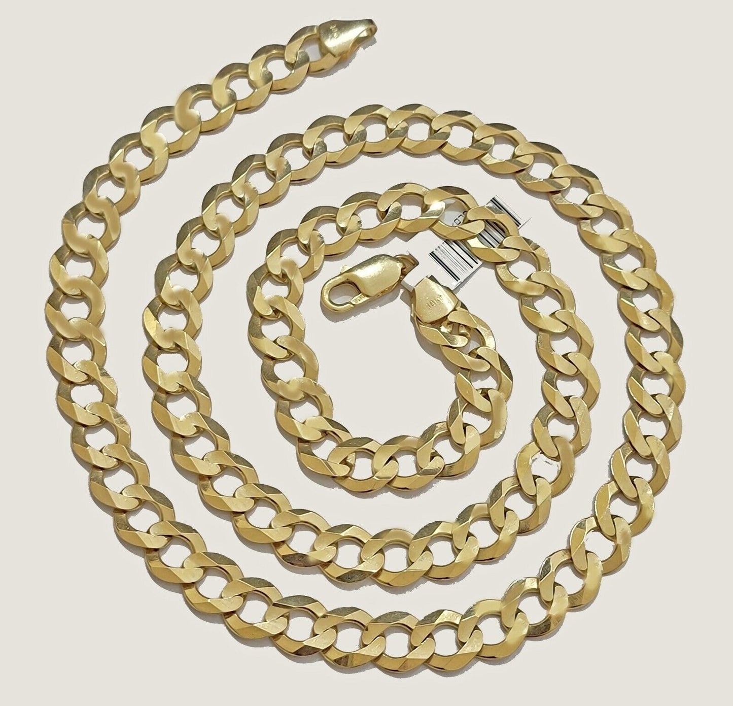 Solid 10K Yellow Gold Cuban Curb Link Chain Necklace 10mm 28 Inch Men, Real 10kt - Reva Jeweler