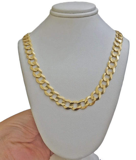 Solid 10K Yellow Gold Cuban Curb Link Chain Necklace 10mm 28 Inch Men, Real 10kt - Reva Jeweler