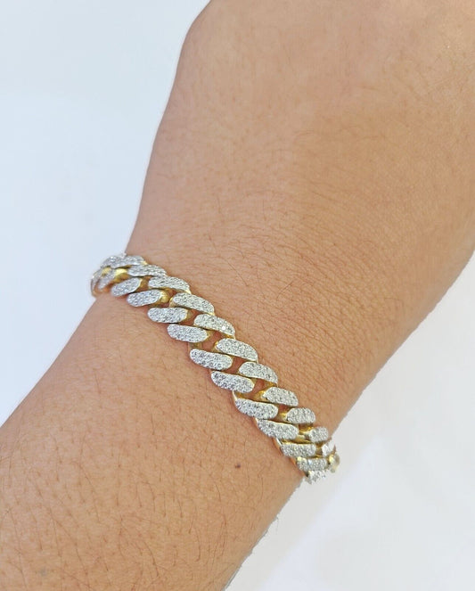Solid 10k Yellow Gold Diamond Bracelet Miami Cuban Link 8.5 inch 8.5mm REAL - Reva Jeweler