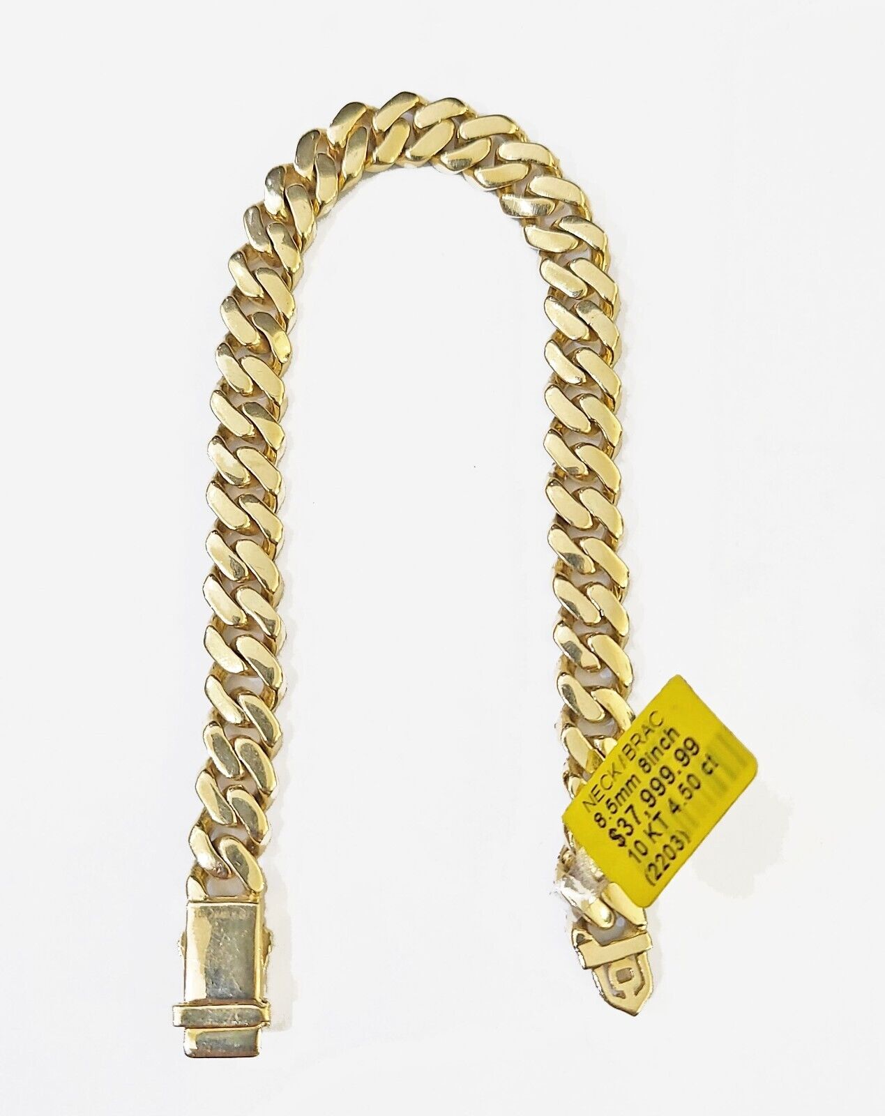 Solid 10k Yellow Gold Diamond Bracelet Miami Cuban Link 8.5 inch 8.5mm REAL - Reva Jeweler