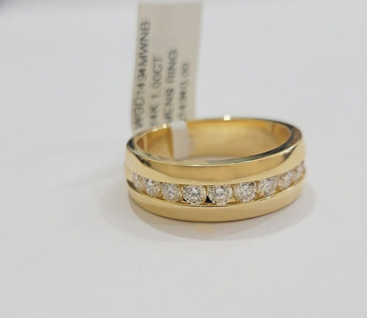 Solid 14k Gold 1CT Diamond Mens Band Wedding Engagement Ring REAL 14kt Yellow Gd - Reva Jeweler