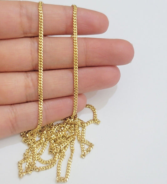 Solid 18k Yellow Gold Necklace Chain Miami Cuban Link 2mm 18" - 24 Inch Real 18kt - Reva Jeweler