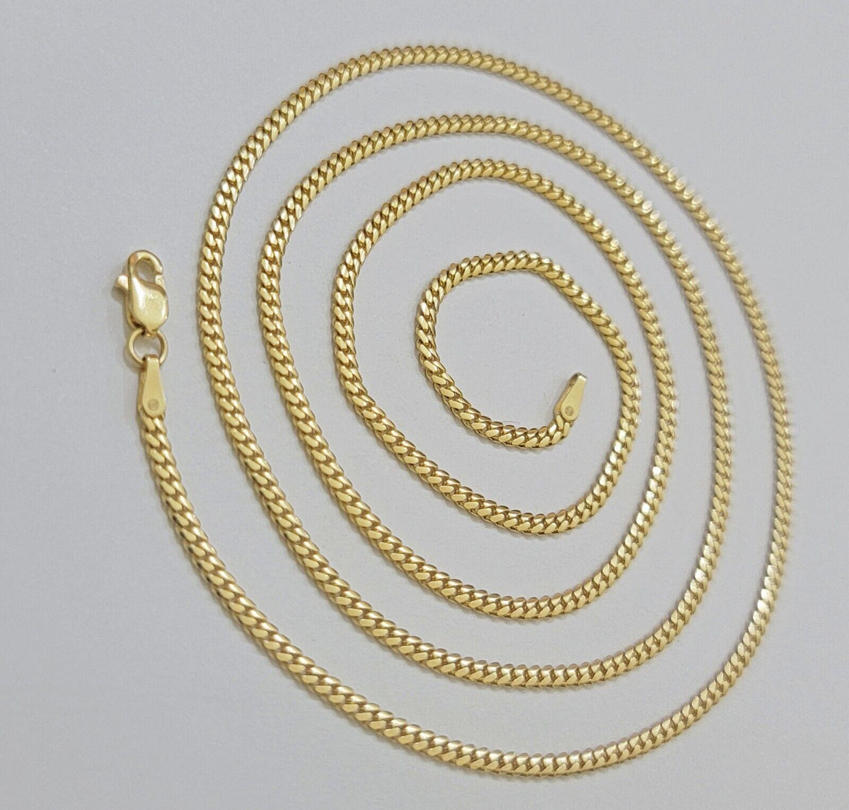 Solid 18k Yellow Gold Necklace Chain Miami Cuban Link 2mm 18" - 24 Inch Real 18kt - Reva Jeweler
