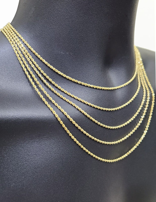 Solid 18k Yellow Gold Necklace Rope Chain 2mm 16 Inch Real 18kt For Ladies SALE - Reva Jeweler