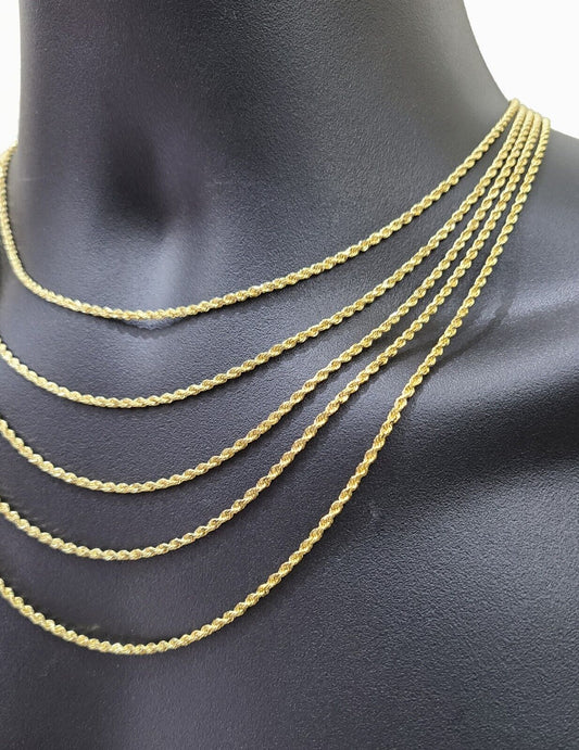 Solid 18k Yellow Gold Necklace Rope Chain 2mm 20'' Inch Real 18kt Men Women SALE - Reva Jeweler