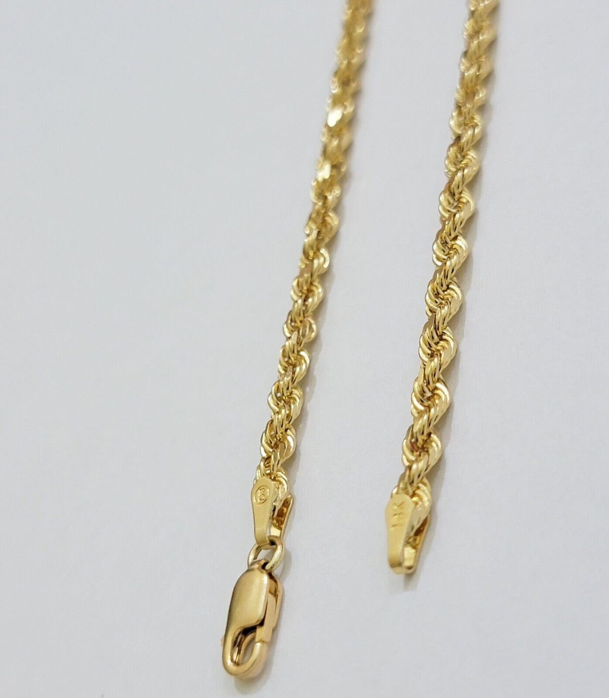 Solid 18k Yellow Gold Necklace Rope Chain 3mm 26'' Inch Real 18kt Mens 18kt SALE - Reva Jeweler