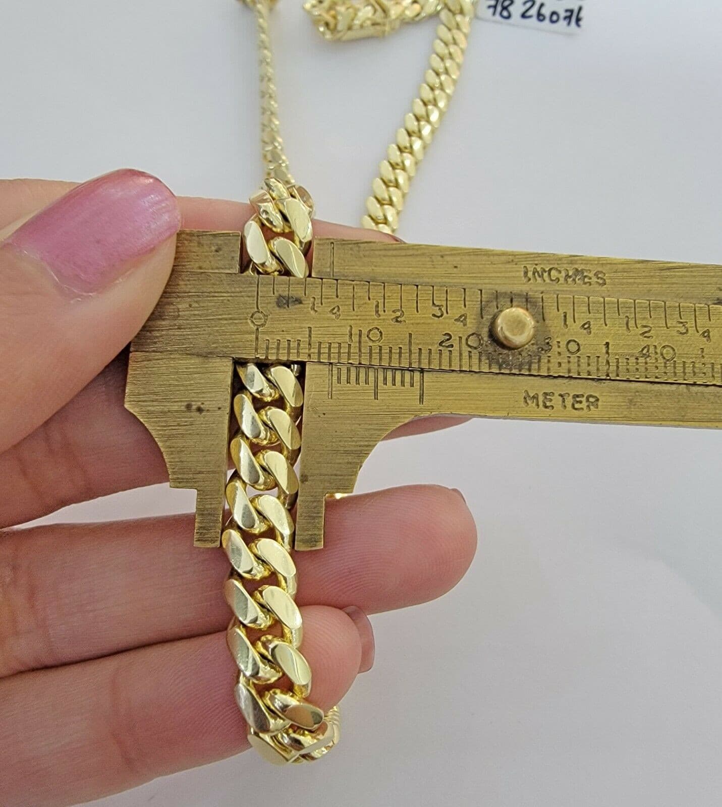 Solid Cuban Link Necklace 20" 7mm 10k Yellow Gold Chain Box Lock, Real 10k,SHORT - Reva Jeweler