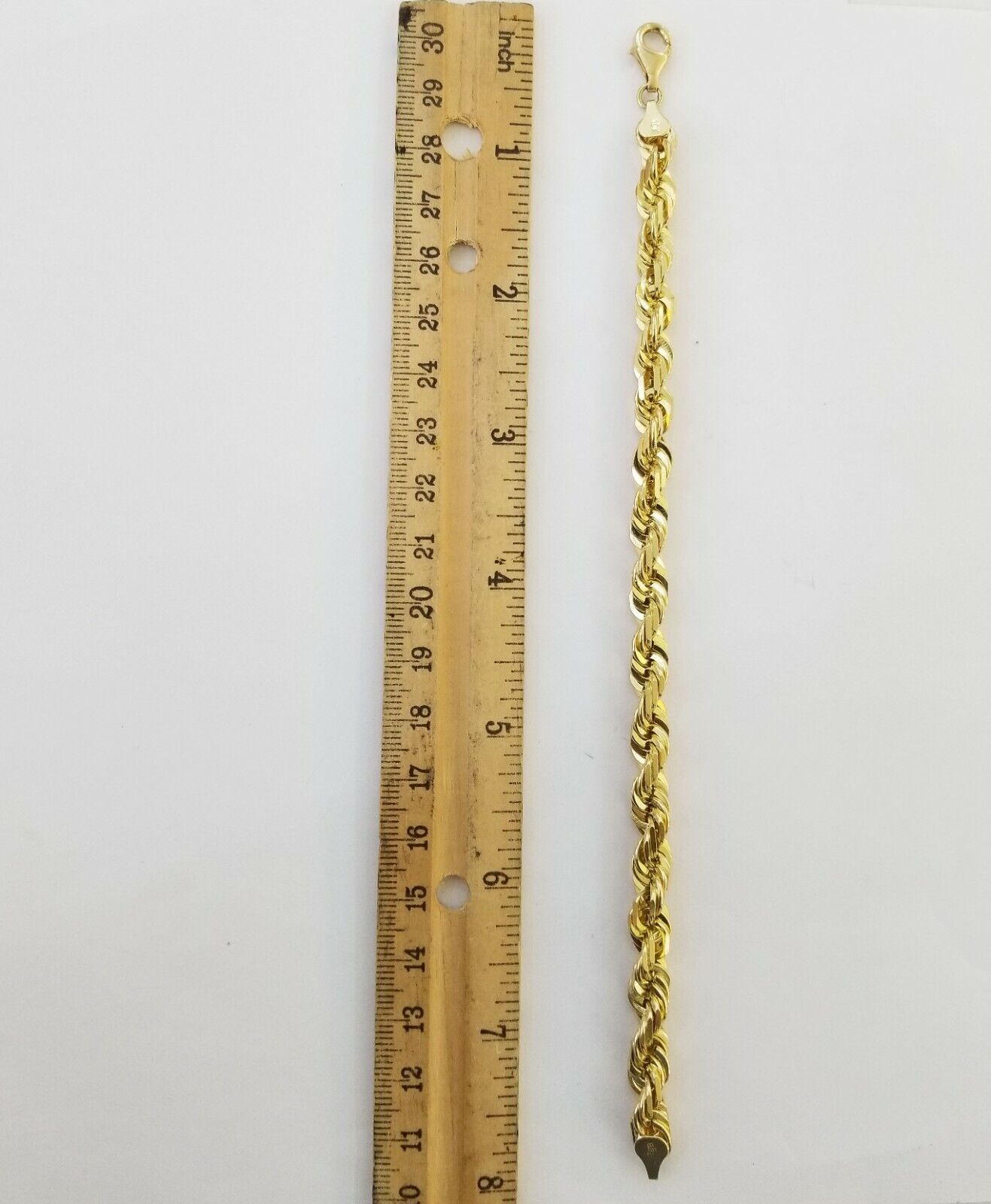 Solid Real 10K Yellow Gold Rope Bracelet 8" Inch 7mm 10kt Real gold men women - Reva Jeweler