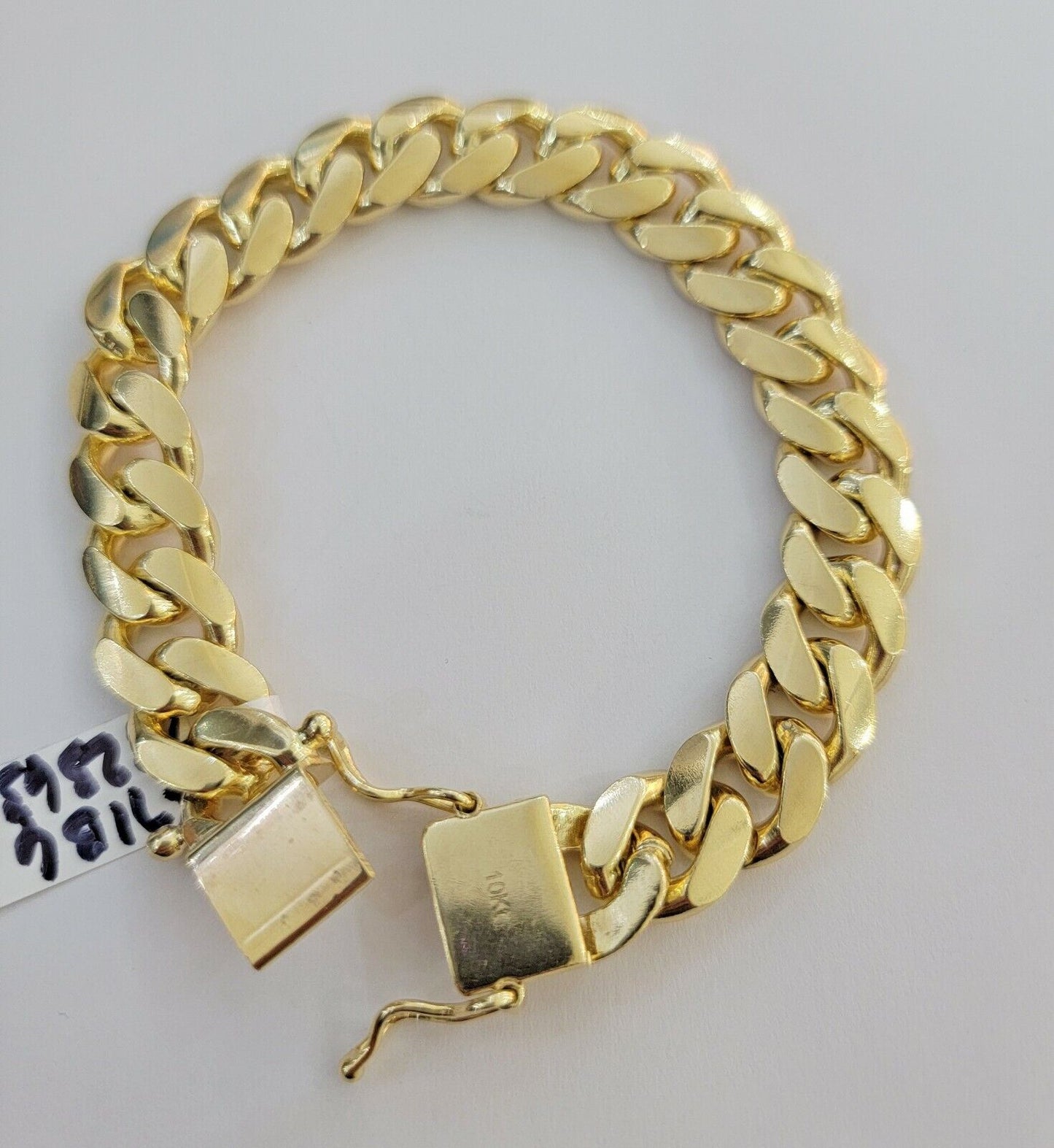 Solid Real 14k Gold Miami Cuban Link Bracelet 13mm 9" Inch 10kt Christmas Deal - Reva Jeweler