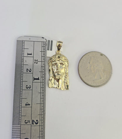 10k 2.5mm Rope Chain Jesus Head Pendant 18" - 30" Yellow Gold Set Charm Necklace - Reva Jeweler