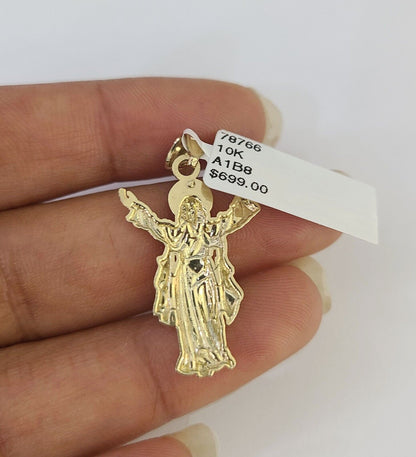 10k 2.5mm Rope Chain Jesus Pendant 18" - 30" Yellow Gold Set Charm Necklace - Reva Jeweler
