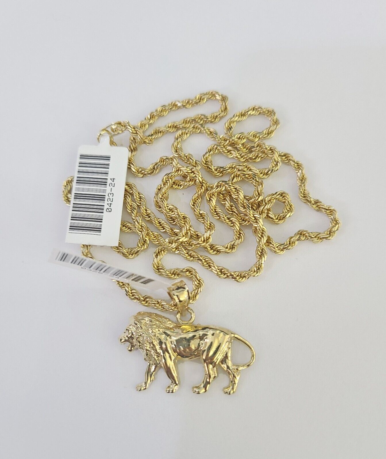10k 2.5mm Rope Chain Lion Pendant 18" - 30" Yellow Gold Set Charm Necklace - Reva Jeweler