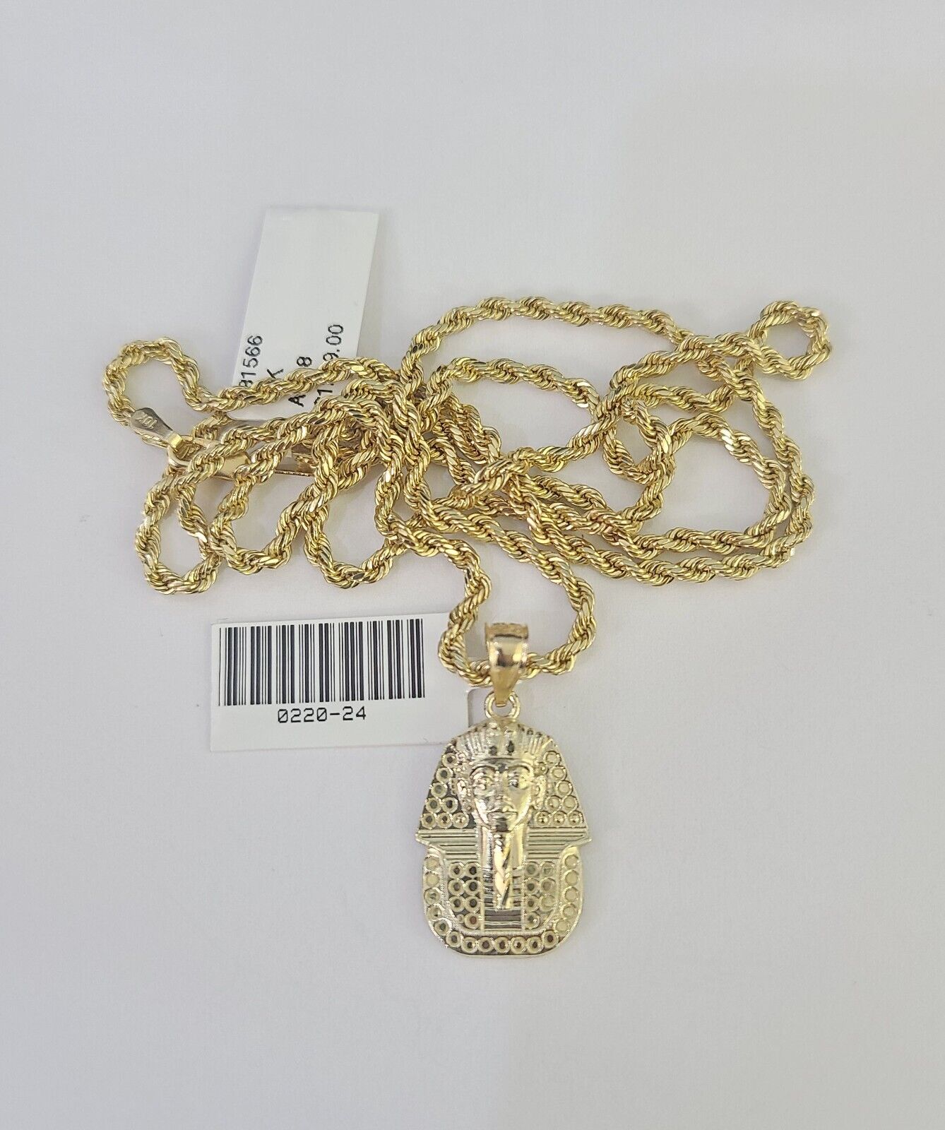 10k 2.5mm Rope Chain Pharaoh Pendant 18" - 30" Yellow Gold Set Charm Necklace - Reva Jeweler