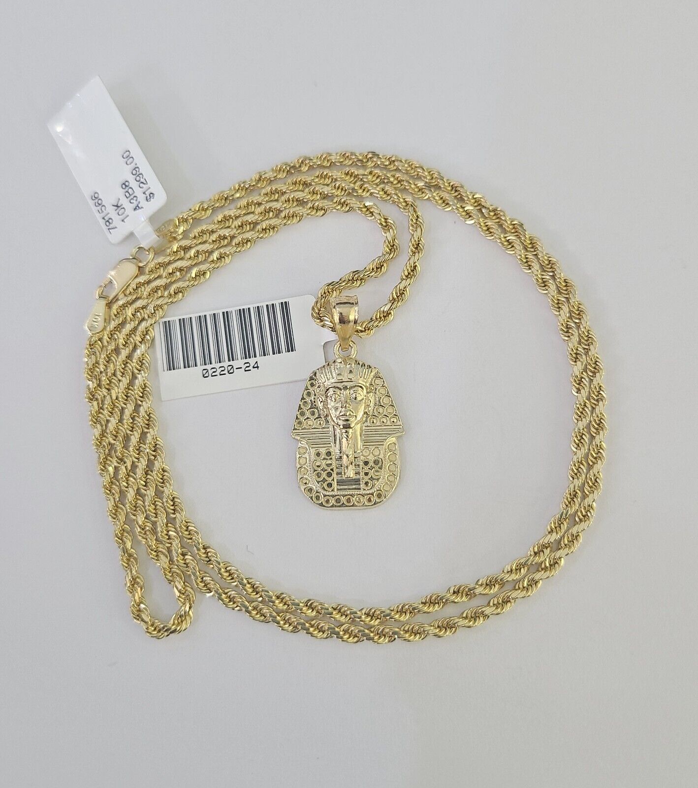 10k 2.5mm Rope Chain Pharaoh Pendant 18" - 30" Yellow Gold Set Charm Necklace - Reva Jeweler
