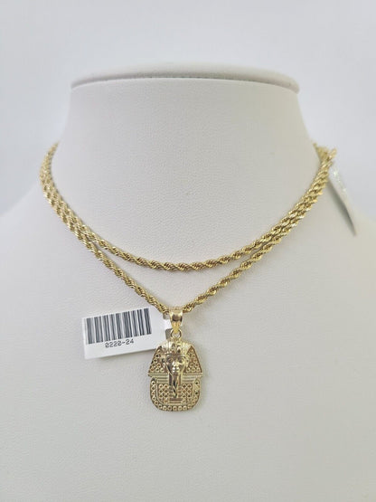 10k 2.5mm Rope Chain Pharaoh Pendant 18" - 30" Yellow Gold Set Charm Necklace - Reva Jeweler