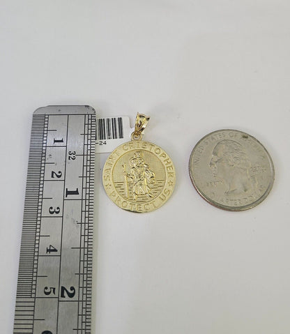 10k 2.5mm Rope Chain Saint Christopher Pendant 18" - 30" Gold Set Charm Necklace - Reva Jeweler
