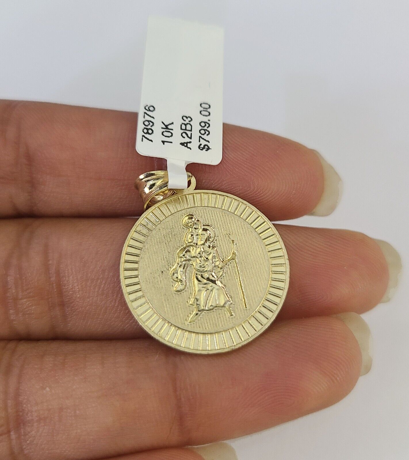 10k 2.5mm Rope Chain Saint Christopher Pendant 18" - 30" Gold Set Charm Necklace - Reva Jeweler