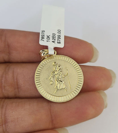 10k 2.5mm Rope Chain Saint Christopher Pendant 18" - 30" Gold Set Charm Necklace - Reva Jeweler
