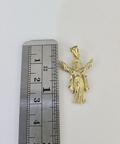 10k 3mm Rope Chain Jesus Full Body Pendant 18" - 30" Gold Set Charm Necklace - GoldenlinQ
