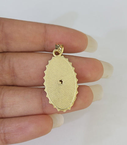 10k 3mm Rope Chain Virgin Mary Pendant 18" - 30" Yellow Gold Set Charm Necklace - GoldenlinQ