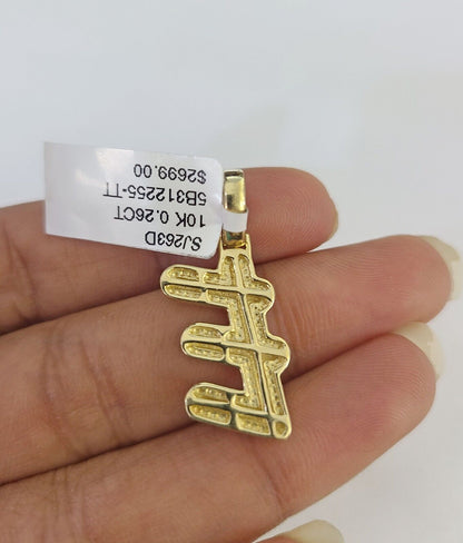 10k 3mm Rope Solid Chain E Diamond Pendant Alphabet 18" - 28" Gold Charm Necklace - GoldenlinQ