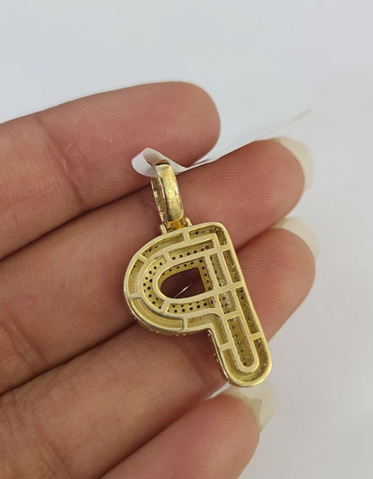 10k 3mm Rope Solid Chain P Diamond Pendant Alphabet 18" - 28" Gold Charm Necklace - GoldenlinQ