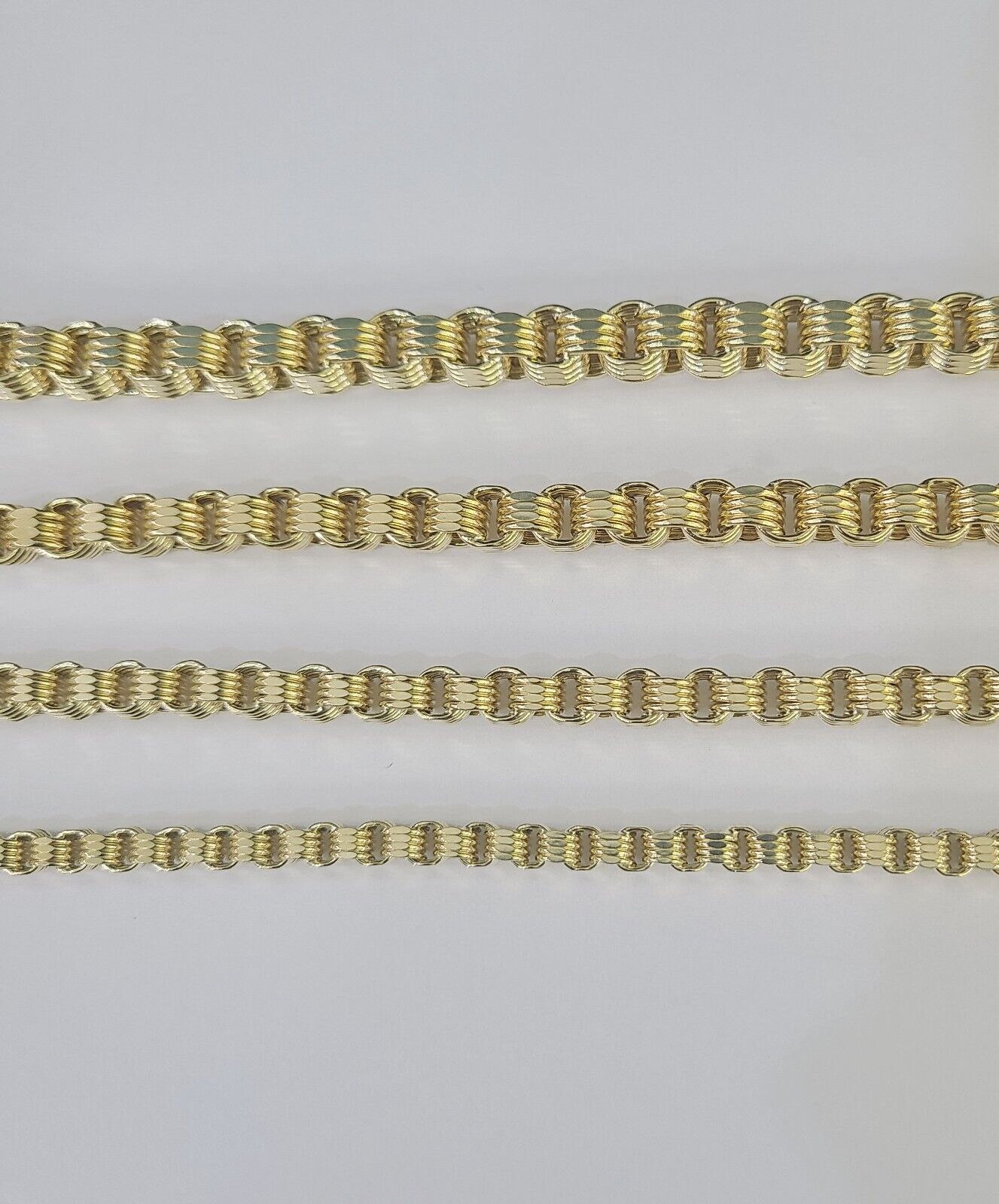 10k Byzantine Chain Yellow Gold Necklace 4mm - 7mm 20 - 30 Inches Real Men Women - GoldenlinQ