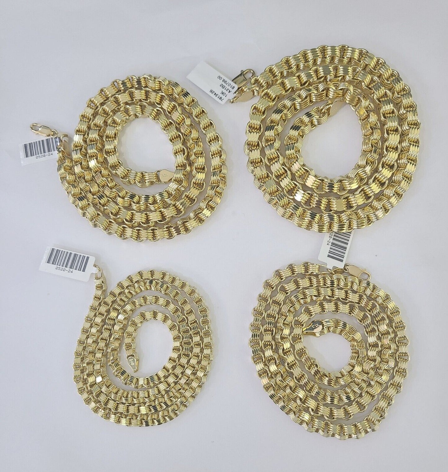 10k Byzantine Chain Yellow Gold Necklace 4mm - 7mm 20 - 30 Inches Real Men Women - GoldenlinQ