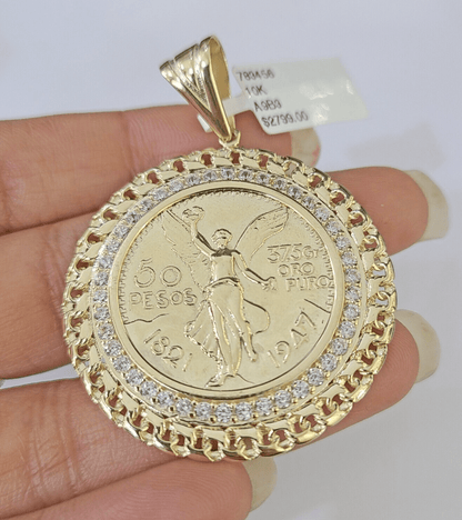 10k Centenario Coin Charm Yellow Gold 50 Pesos 1947 Mexico/Mexican Coin 2" - GoldenlinQ