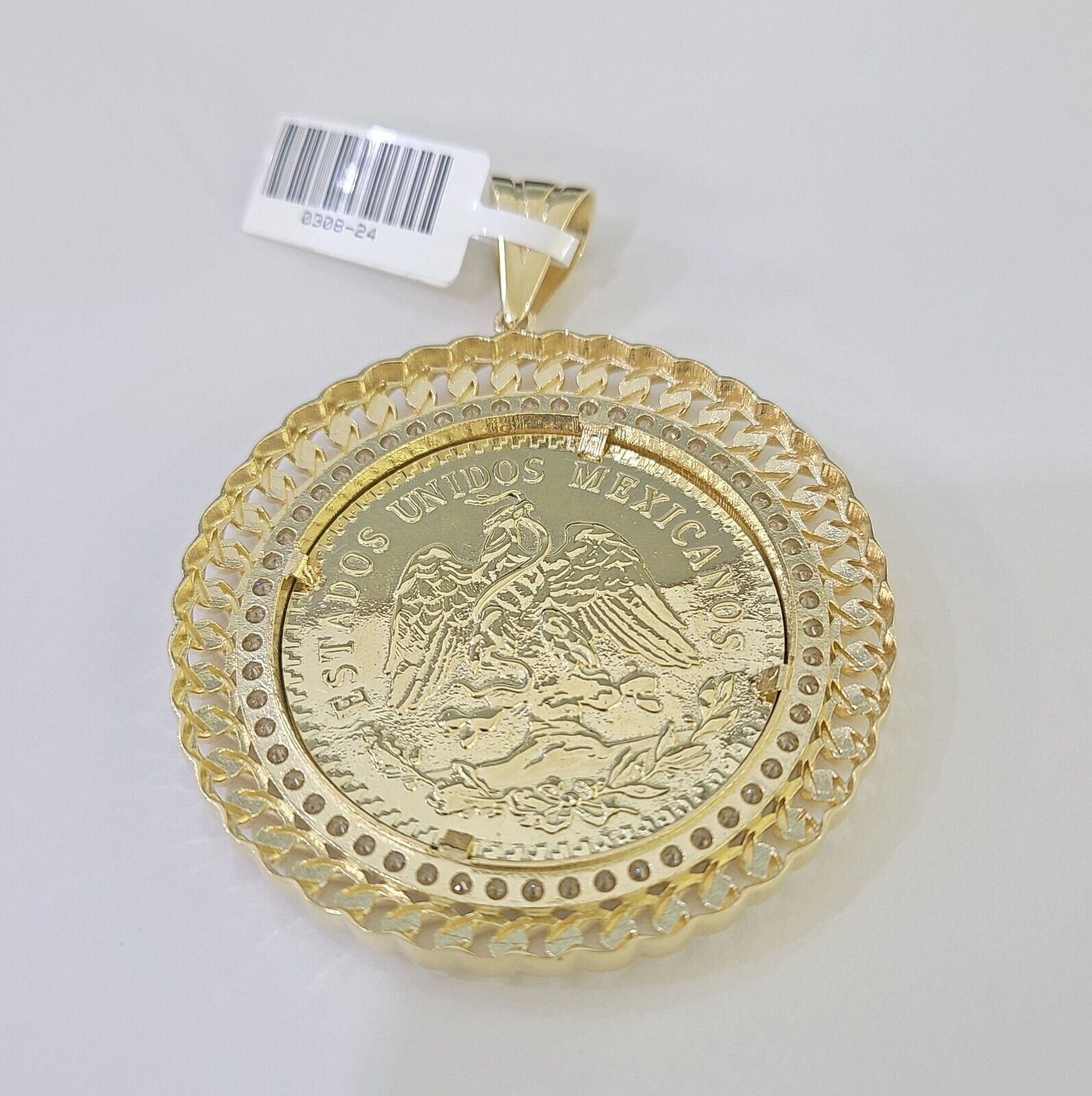 10k Centenario Coin Charm Yellow Gold 50 Pesos 1947 Mexico/Mexican Coin 2" - GoldenlinQ