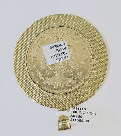 10k Centenario Coin Copy in Solid Yellow Gold 50 Pesos 1947 Mexico/Mexican Coin - Reva Jeweler