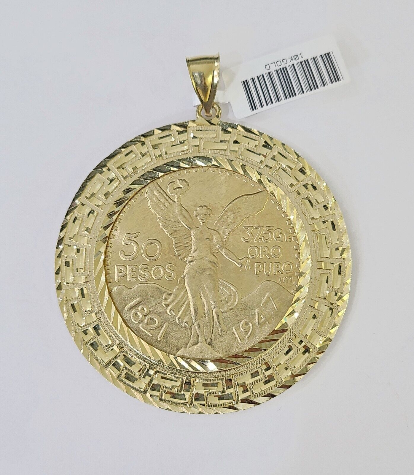 10k Centenario Coin Copy in Solid Yellow Gold 50 Pesos 1947 Mexico/Mexican Coin - Reva Jeweler