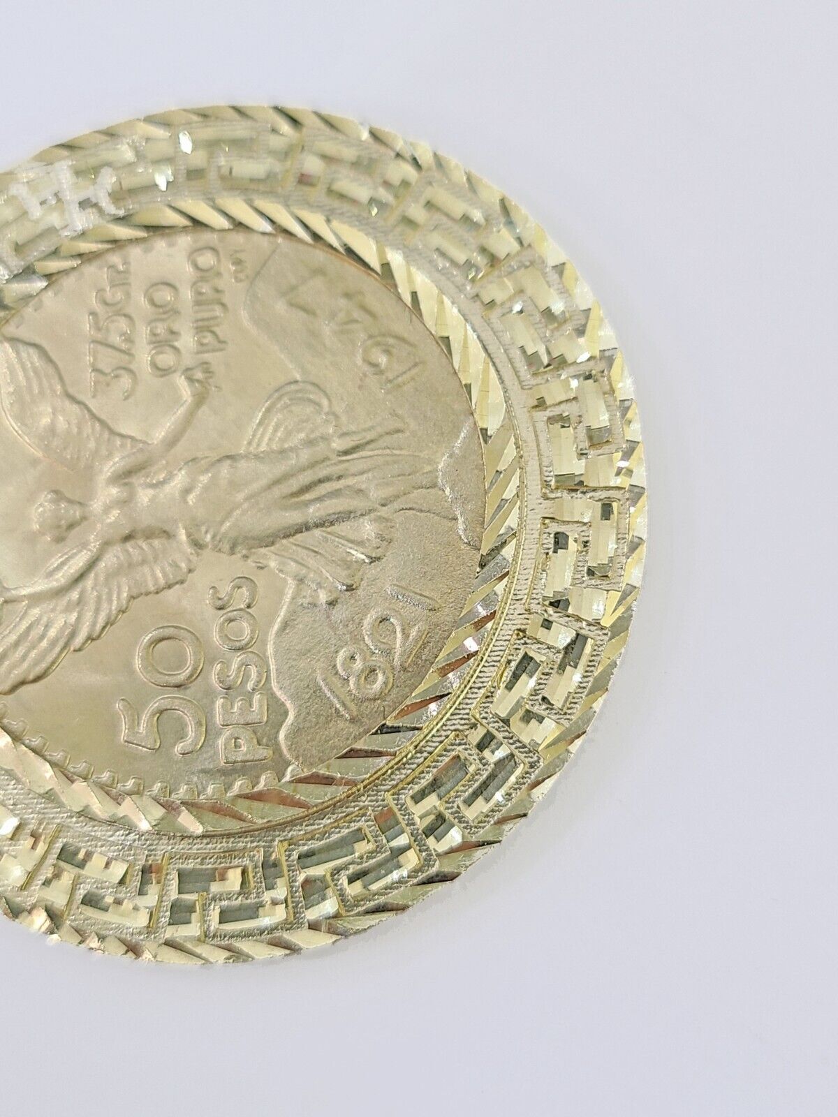 10k Centenario Coin Copy in Solid Yellow Gold 50 Pesos 1947 Mexico/Mexican Coin - Reva Jeweler