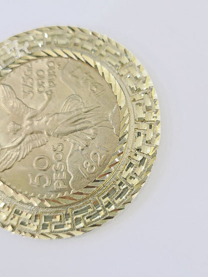 10k Centenario Coin Copy in Solid Yellow Gold 50 Pesos 1947 Mexico/Mexican Coin - Reva Jeweler