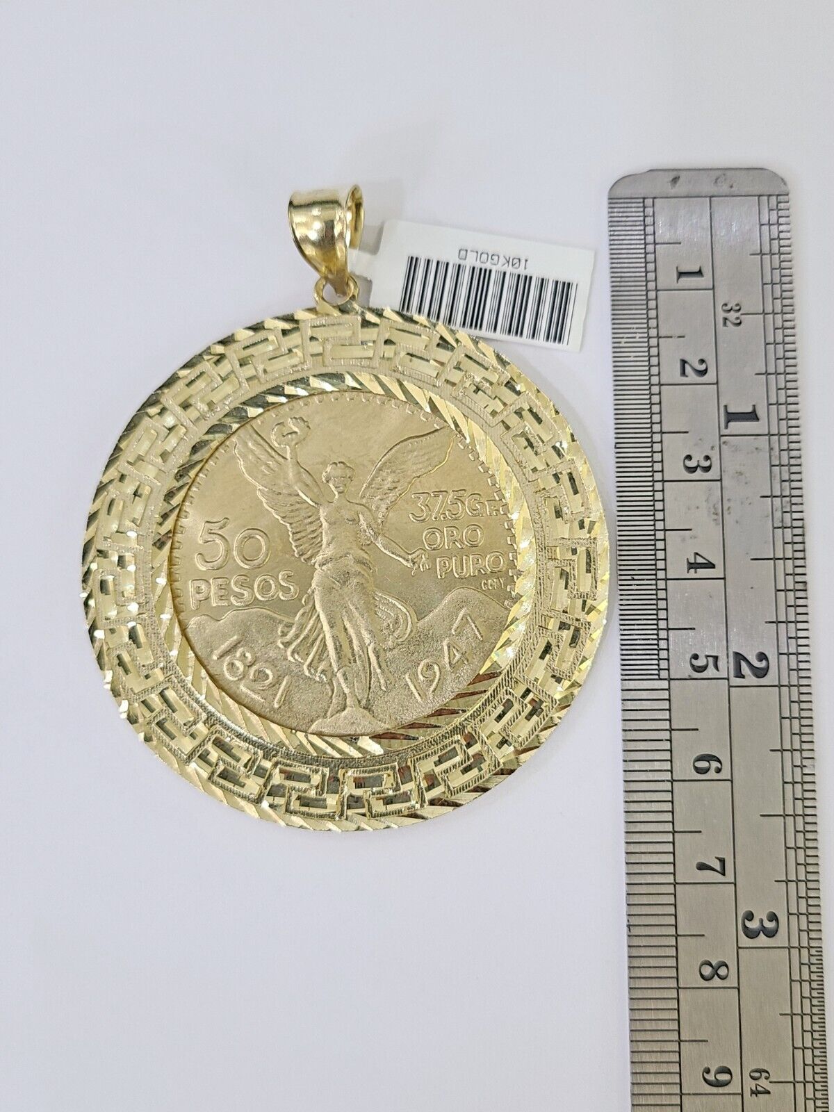 10k Centenario Coin Copy in Solid Yellow Gold 50 Pesos 1947 Mexico/Mexican Coin - Reva Jeweler
