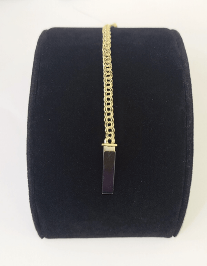 10k Chino ID Bracelet Yellow Gold 5 Inches Box Lock Real 10kt Small - GoldenlinQ