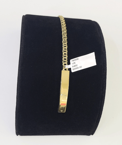 10k Chino ID Bracelet Yellow Gold 5 Inches Box Lock Real 10kt Small - GoldenlinQ