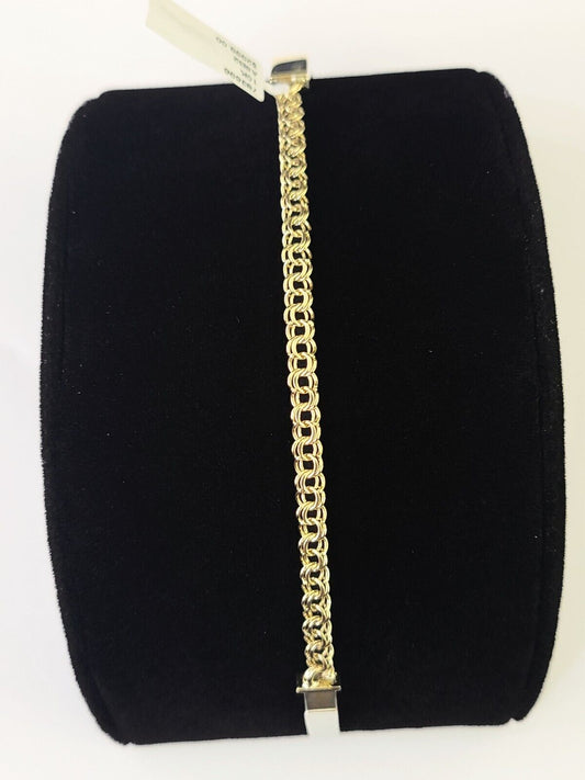 10k Chino ID Bracelet Yellow Gold 5 Inches Box Lock Real 10kt Small - GoldenlinQ