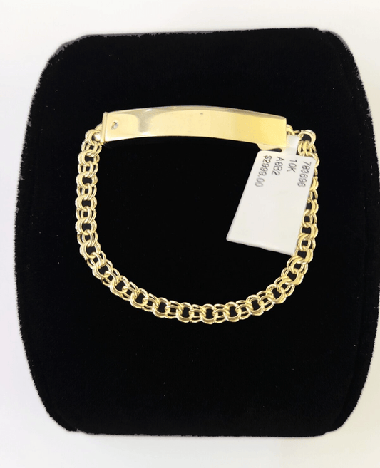 10k Chino ID Bracelet Yellow Gold 5 Inches Box Lock Real 10kt Small - GoldenlinQ