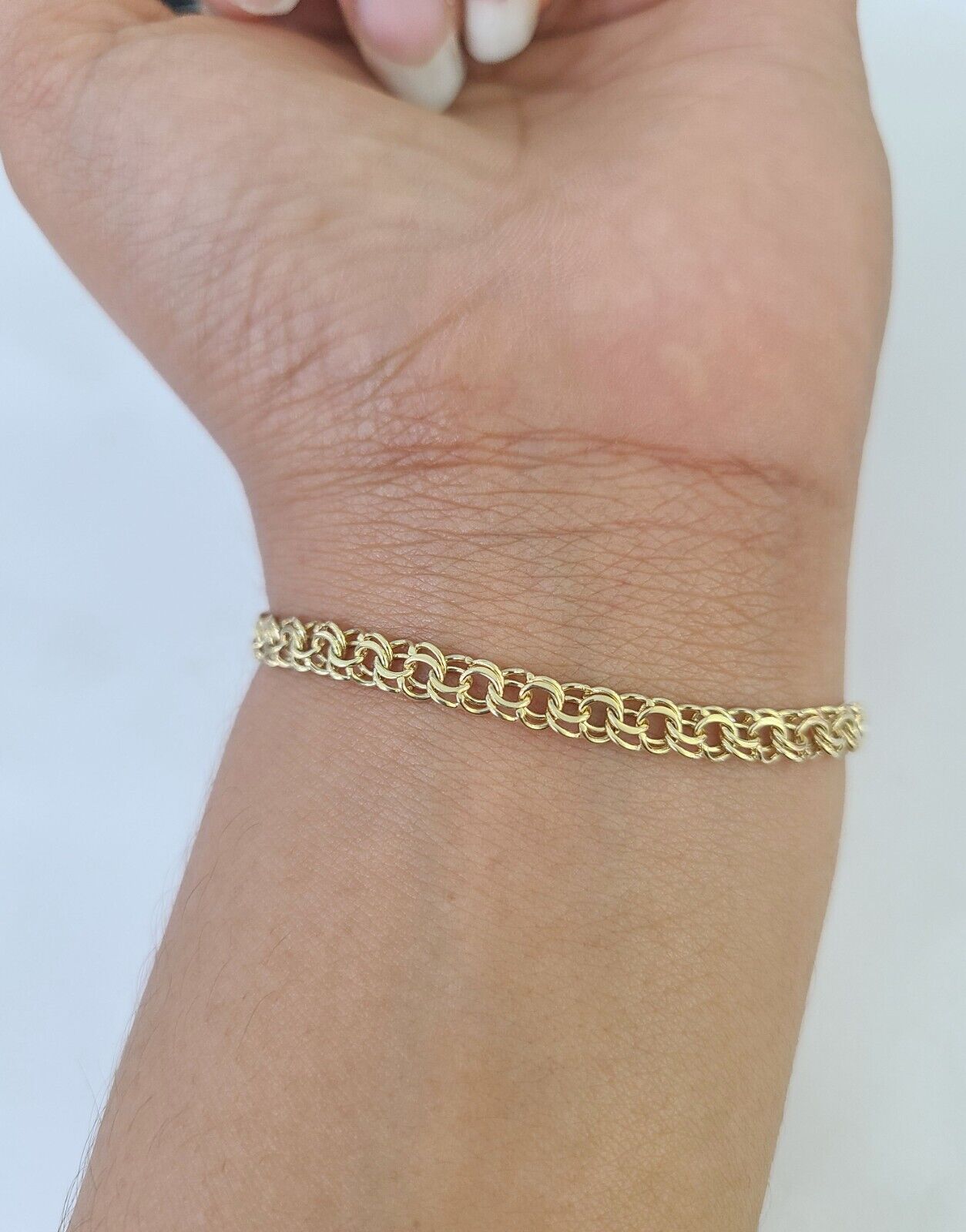 10k Chino ID Bracelet Yellow Gold Box Lock Real 10kt 5.5" - GoldenlinQ