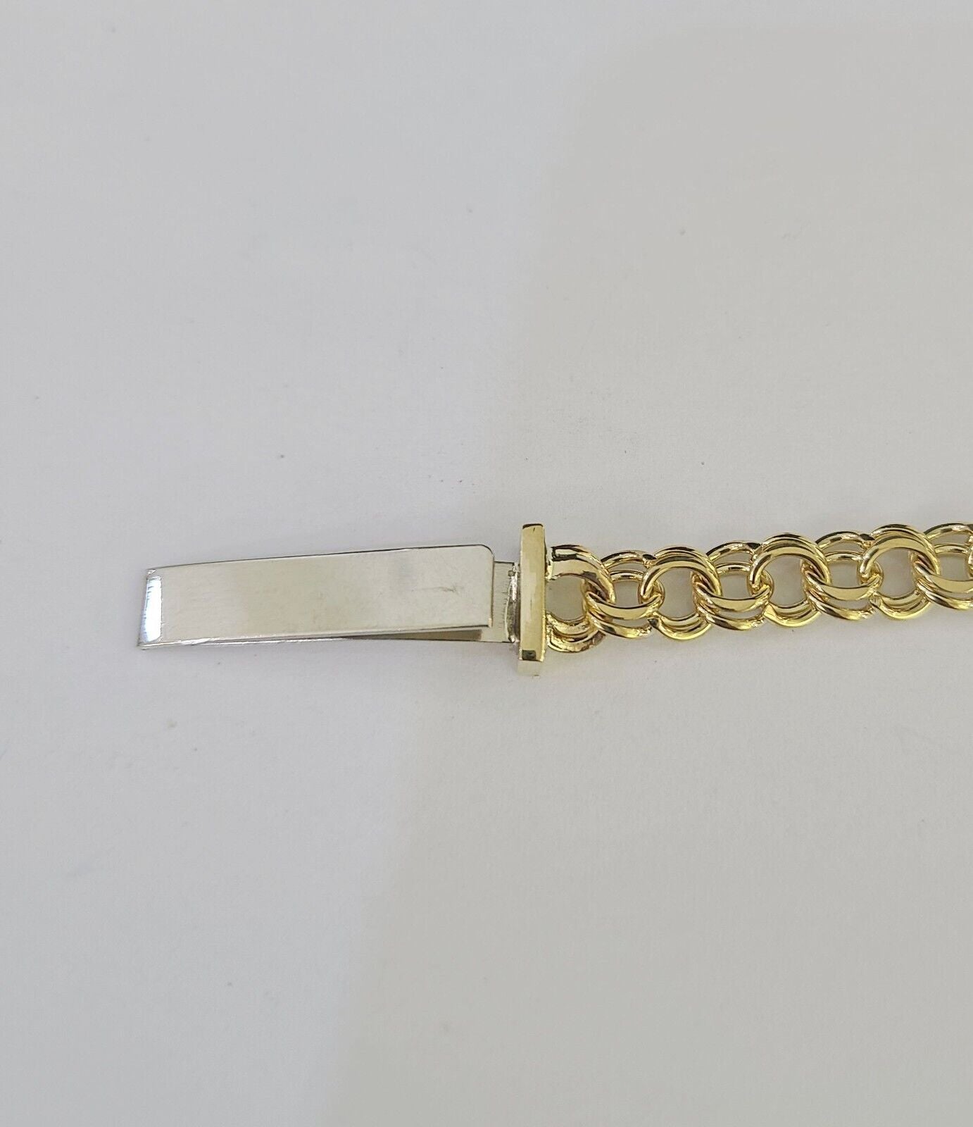 10k Chino ID Bracelet Yellow Gold Box Lock Real 10kt 6" - GoldenlinQ