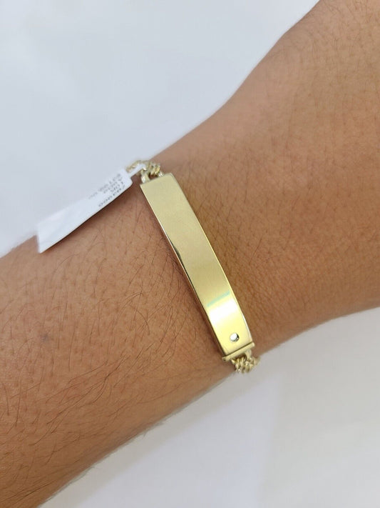 10k Chino ID Bracelet Yellow Gold Box Lock Real 10kt 6" - GoldenlinQ