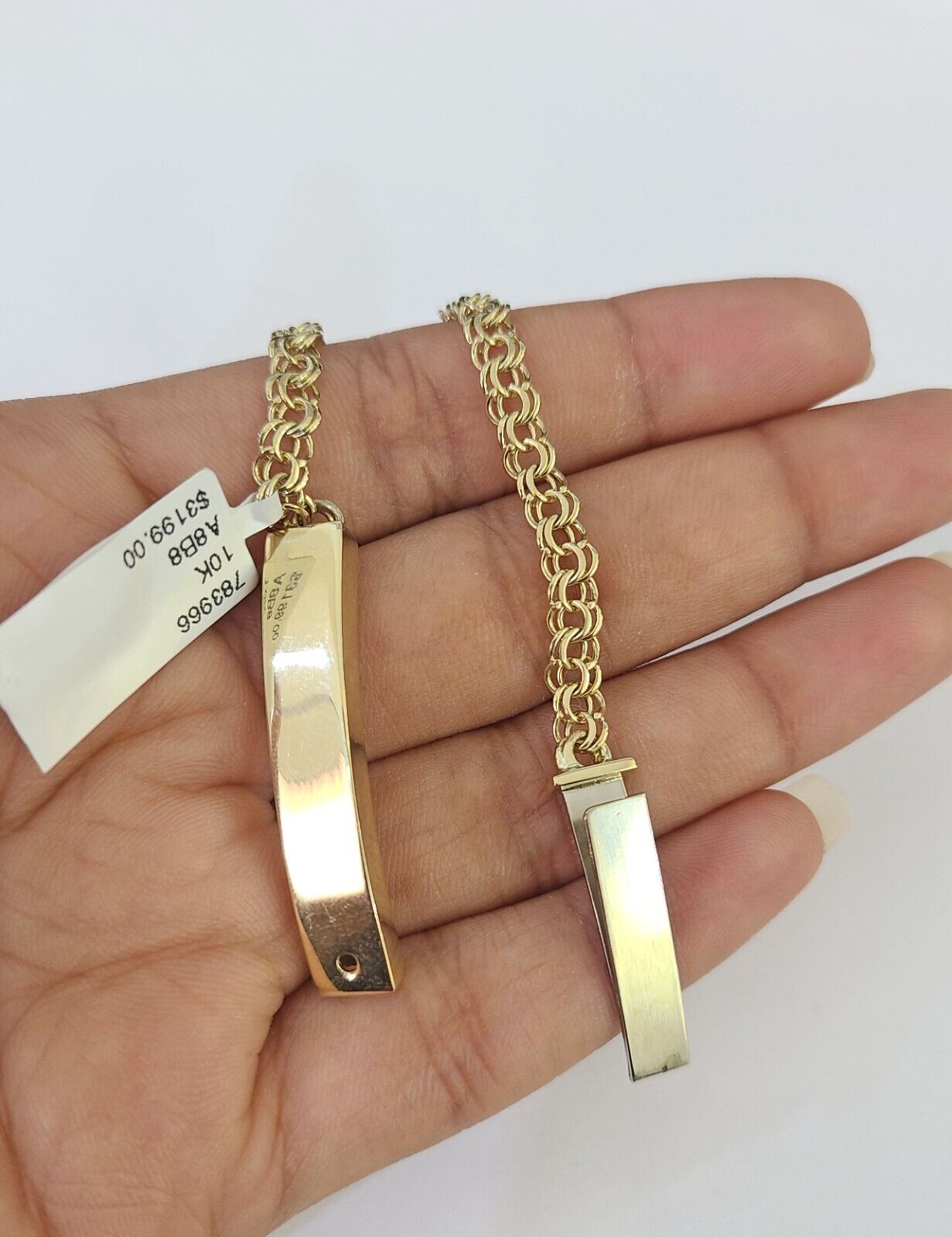 10k Chino ID Bracelet Yellow Gold Box Lock Real 10kt 6" - GoldenlinQ
