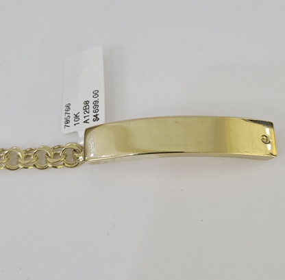 10k Chino ID Bracelet Yellow Gold Box Lock Real 10kt 6.25" - GoldenlinQ