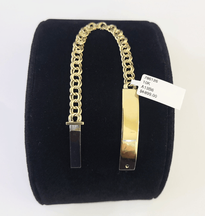 10k Chino ID Bracelet Yellow Gold Box Lock Real 10kt Men Women 6" - GoldenlinQ