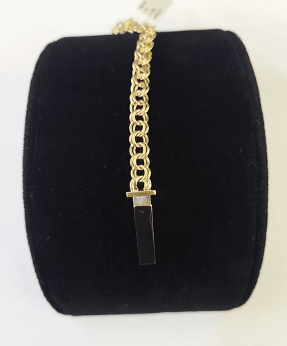 10k Chino ID Bracelet Yellow Gold Box Lock Real 10kt Men Women 6" - GoldenlinQ